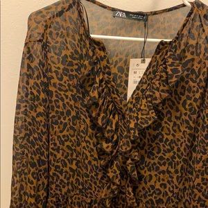 NWT ZARA LEOPARD MIDI DRESS